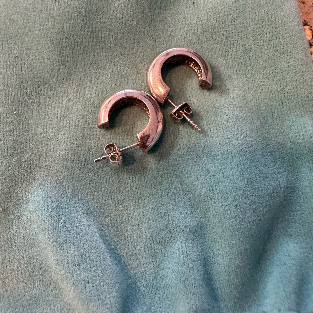 Sterling silver and turquoise hoop earrings - these are beautiful - Picture 2 of 5